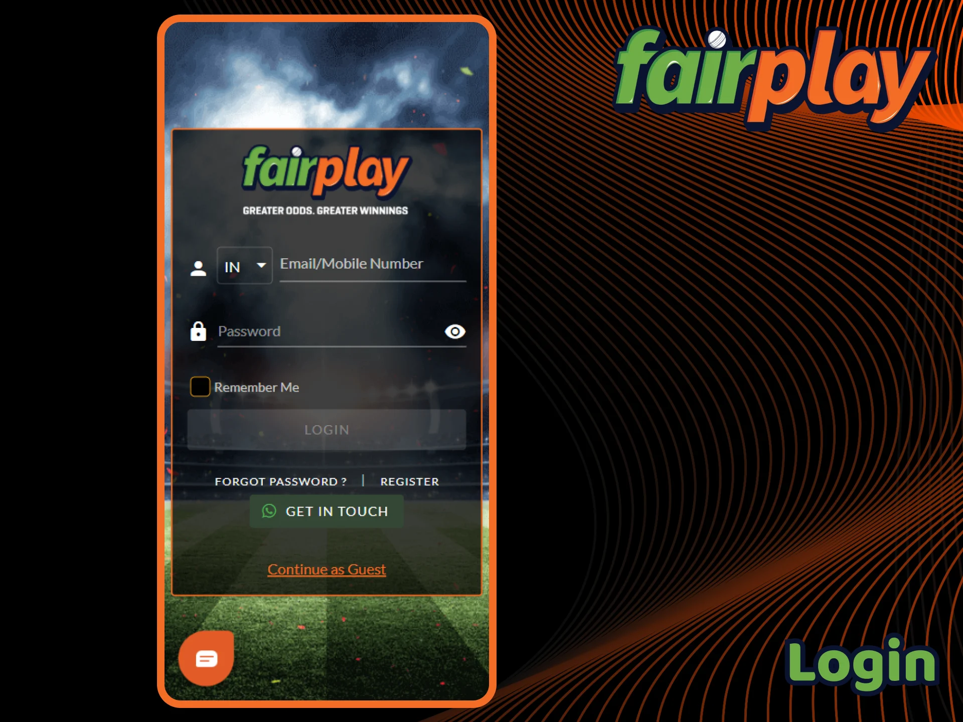 Install the app and log in to your profile to start your betting journey.