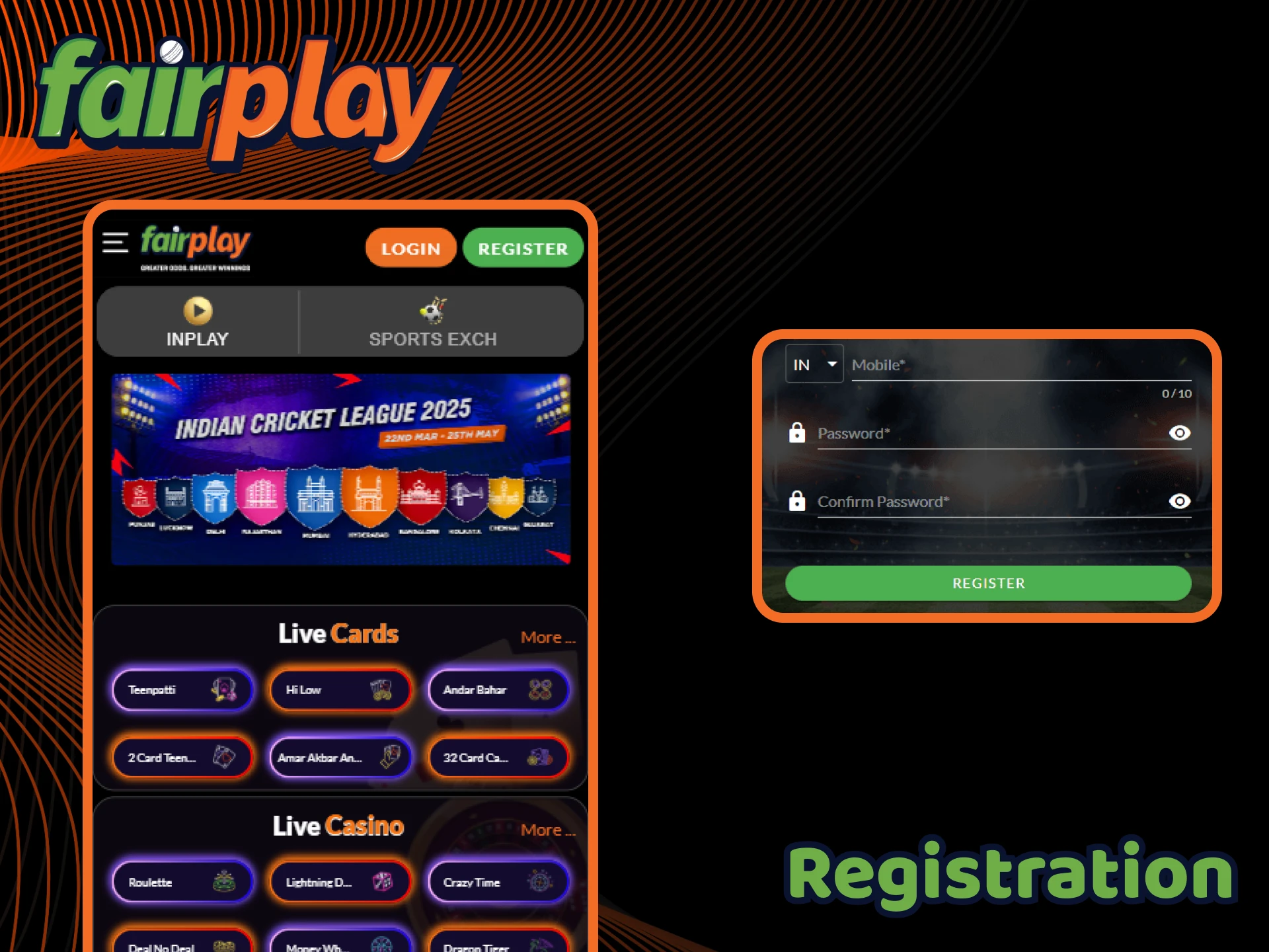 Sign up through the FairPlay app to start exploring our casino games or placing sports bets.