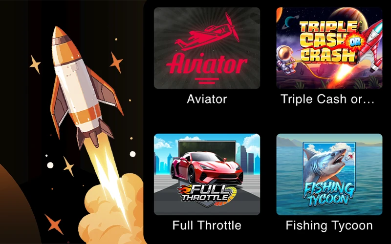 Try your luck with FairPlay Casino's crash games for a chance at a massive payout.
