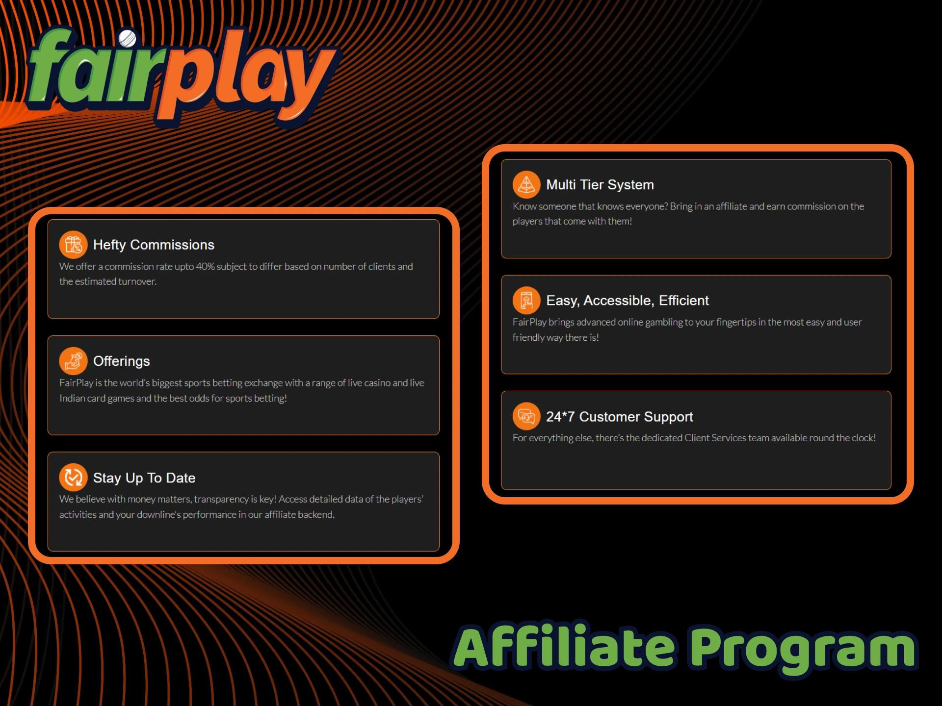 Partner with us through the FairPlay affiliate program and start generating income.
