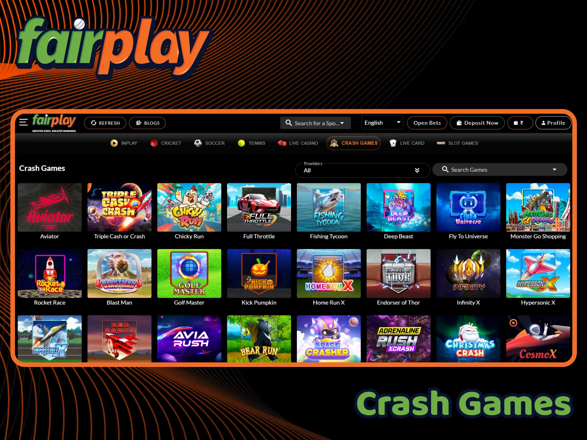 Try your luck with the high-energy Crash games available on the FairPlay platform.