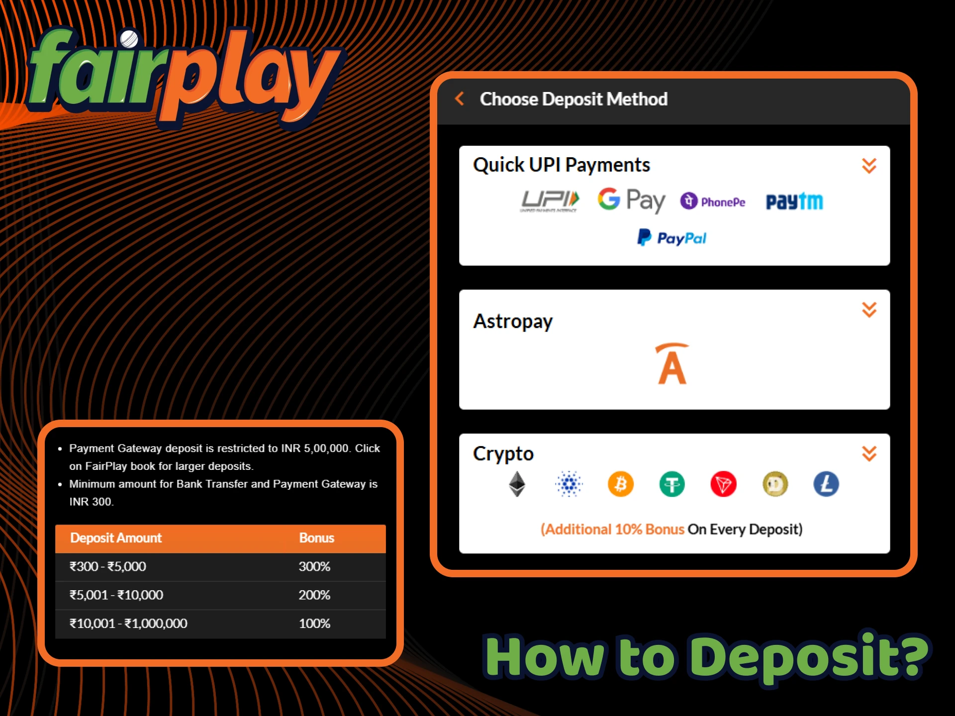 Find out how to choose the best payment method and add funds to your FairPlay account.