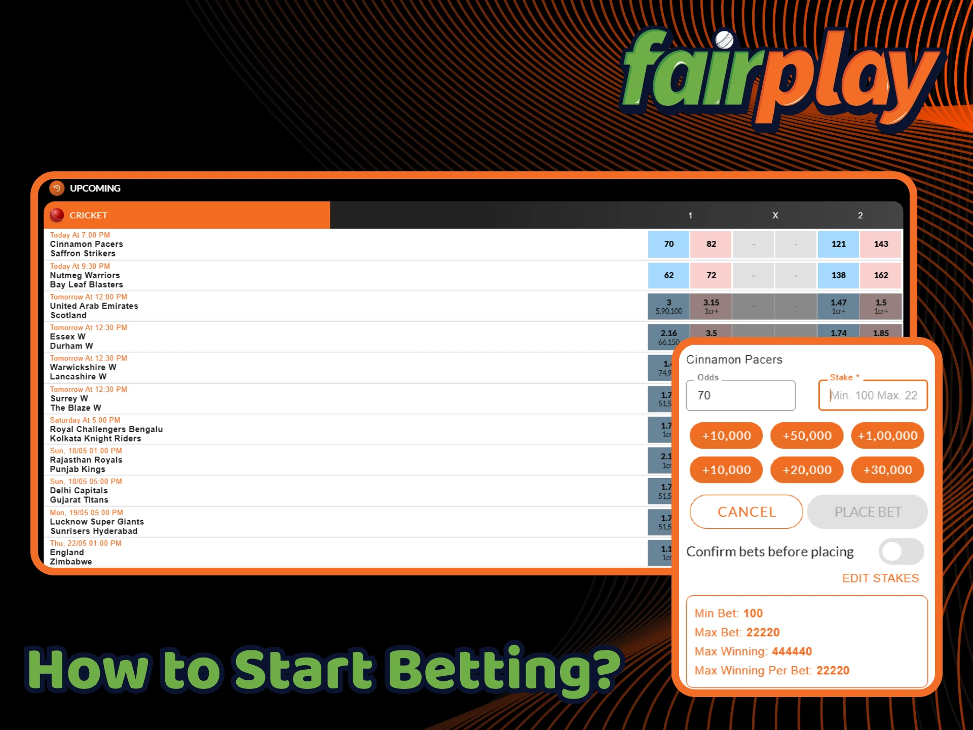 Here is a simple guide on how to get started with sports betting at FairPlay.