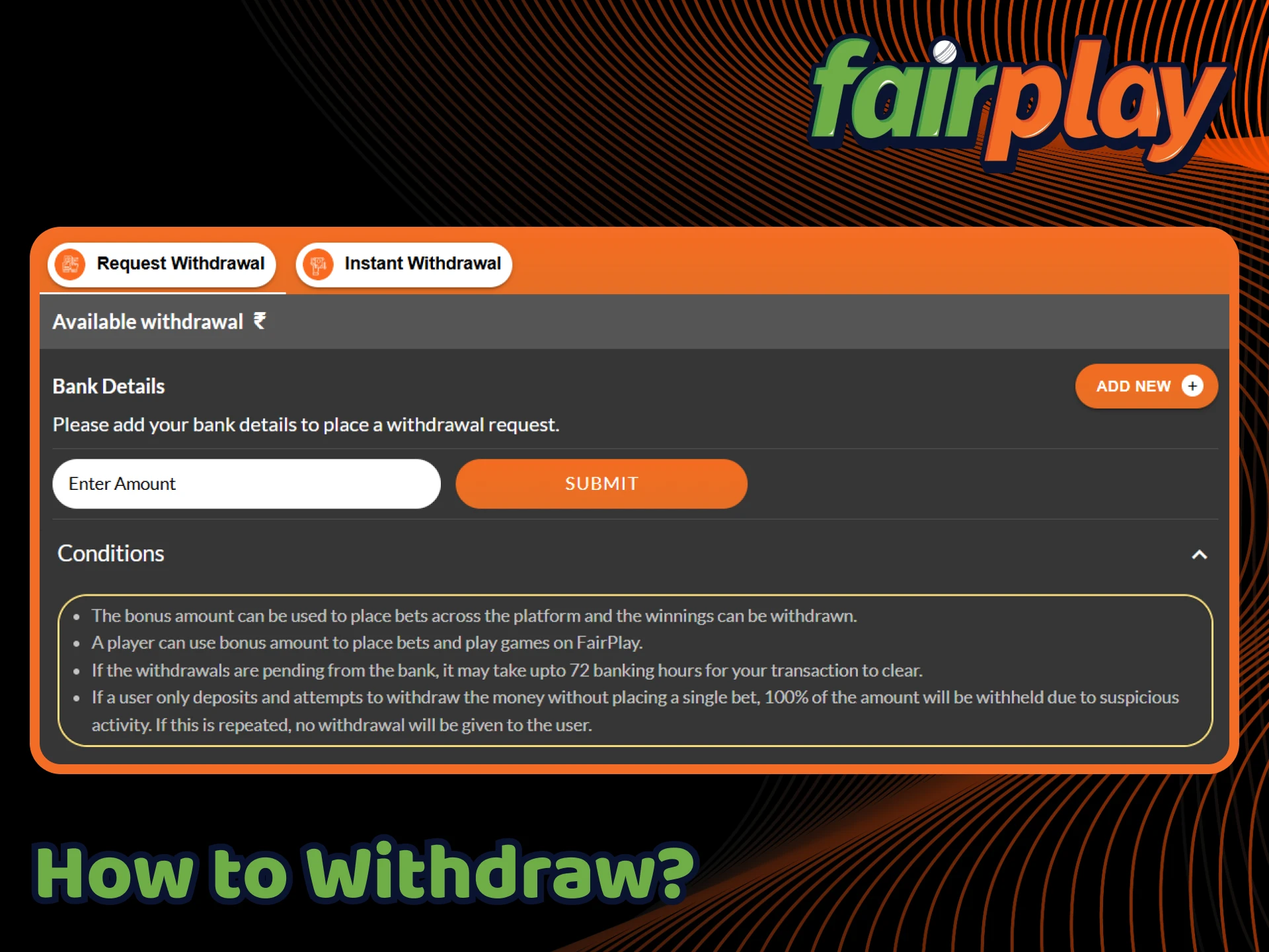 Explore the different ways you can withdraw your funds from FairPlay.