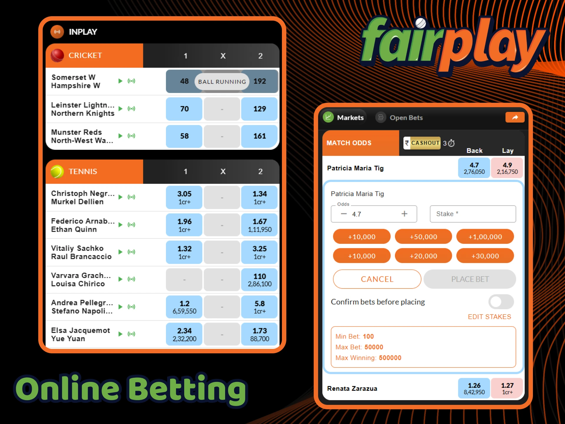 Sign up with FairPlay to start betting on a massive variety of sporting events.