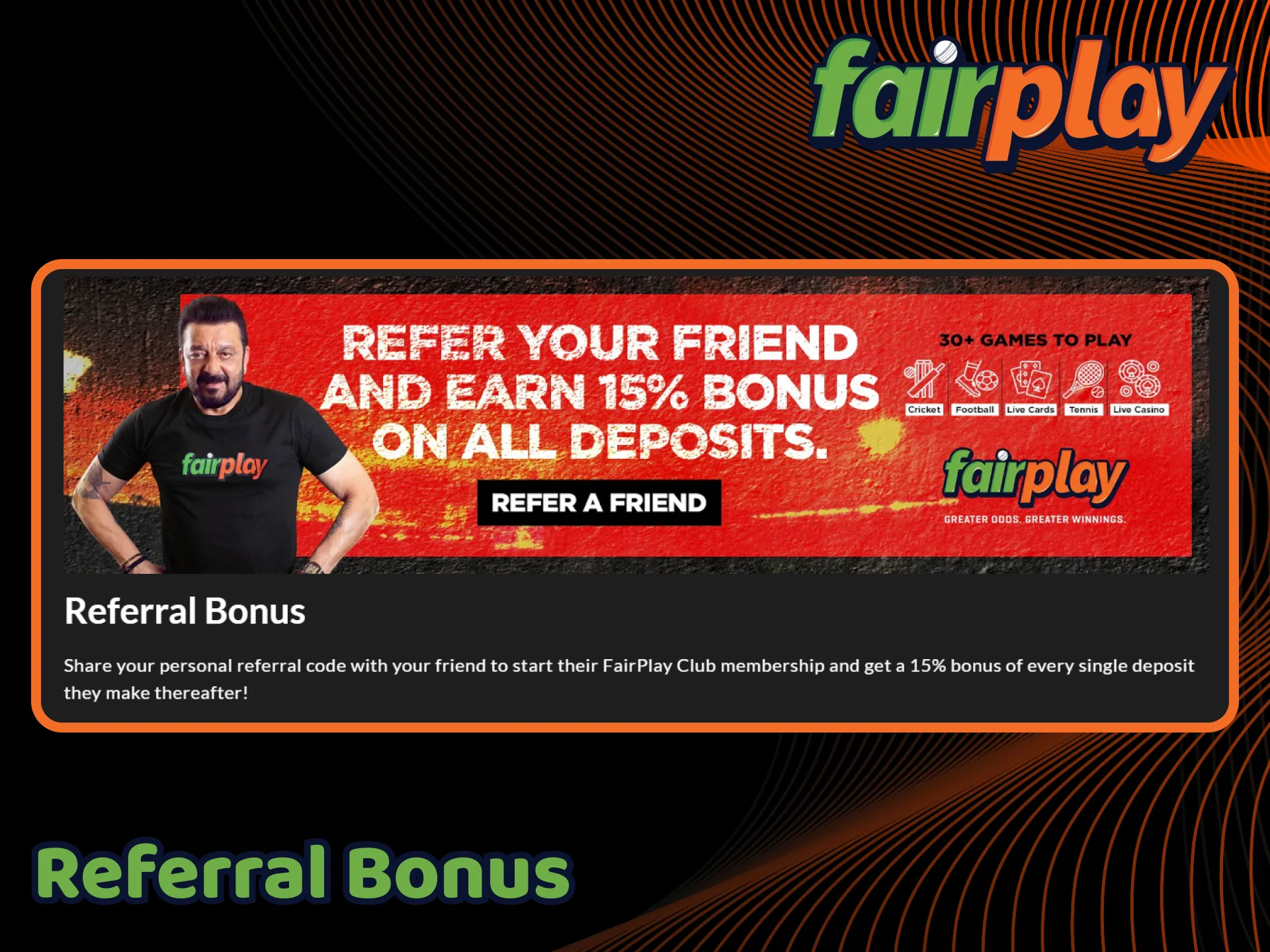 Invite your friends to join the FairPlay platform and earn bonuses for doing so.