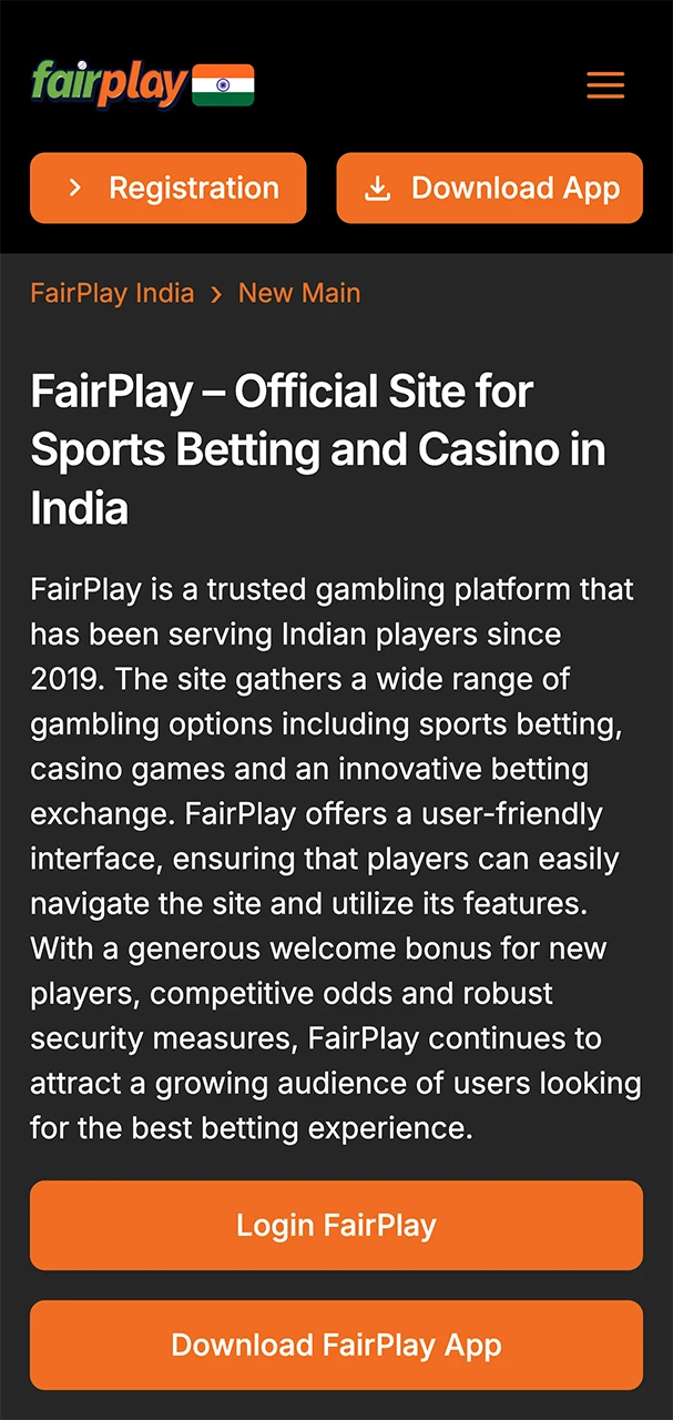 Hit the orange button to be redirected to the FairPlay site for instant account creation.