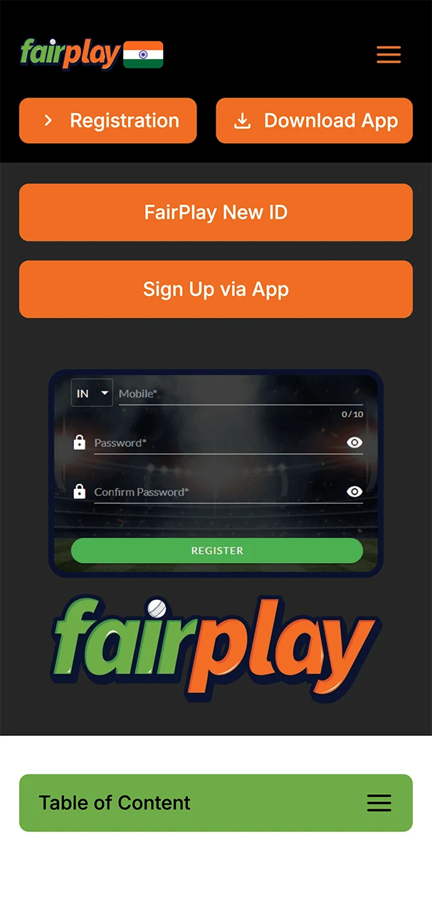 Follow the registration link to begin your FairPlay Casino journey.