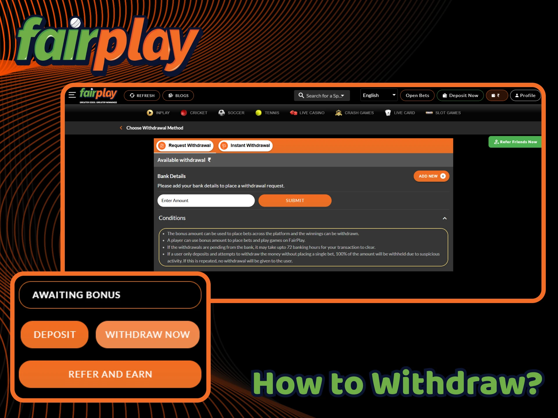 Find out exactly how to transfer your balance from your FairPlay account to your wallet.