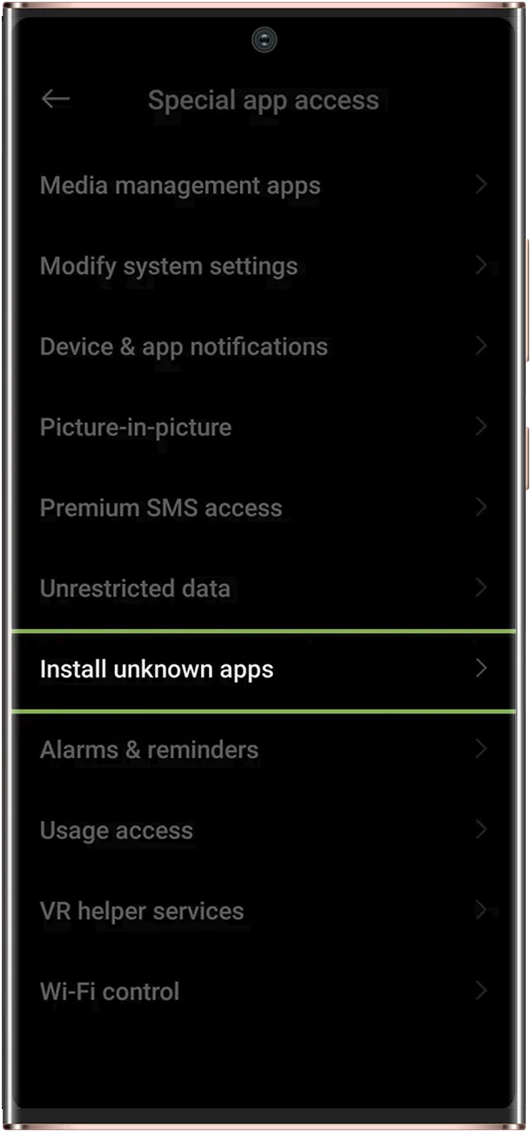 To successfully install the app, ensure that 'Install from Unknown Sources' is turned on.