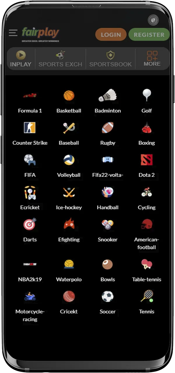 Explore the full list of sports markets available for betting at FairPlay.